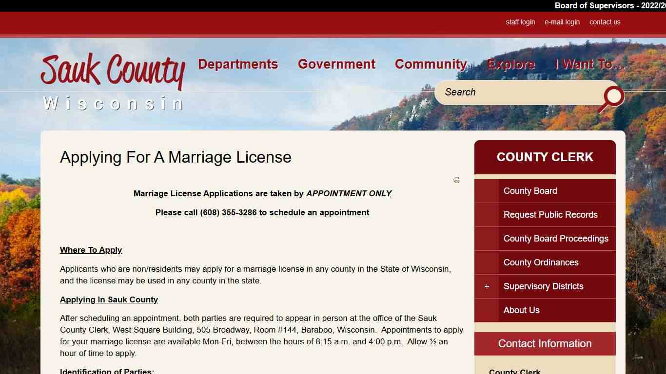 Applying For A Marriage License | Sauk County Wisconsin Official Website