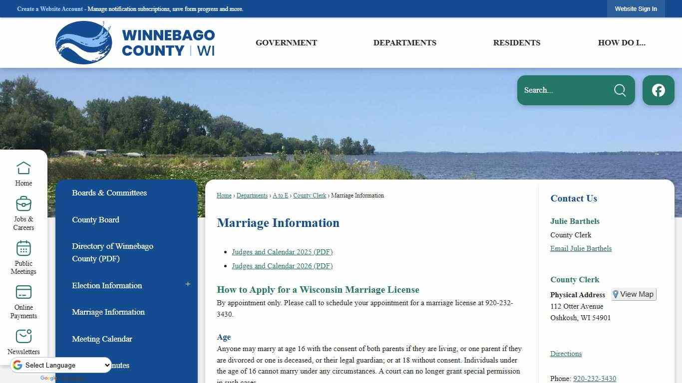 Marriage Information | Winnebago County, WI