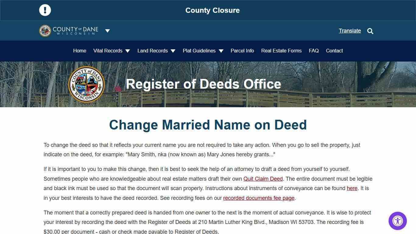 Change Married Name on Deed | Register of Deeds